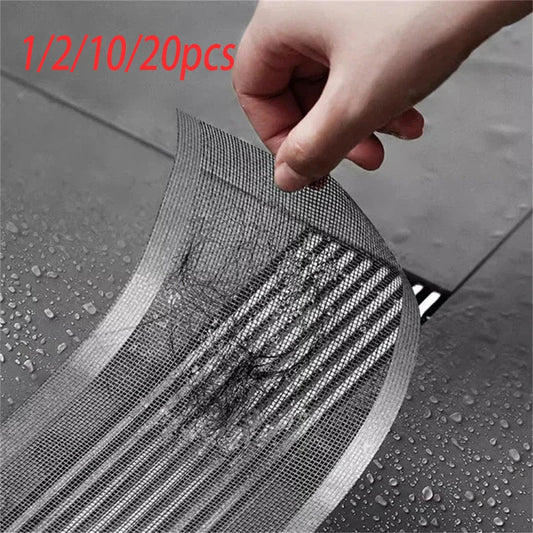 Cuttable Self-Adhesive Drain Hair Catcher – Disposable Mesh Filter for Shower, Bath & Kitchen (Cut-to-Fit, Multi-Pack)