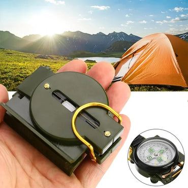 Waterproof High-Precision Tactical Sighting Compass for Hiking & Mountaineering - Metal Lensatic Navigation