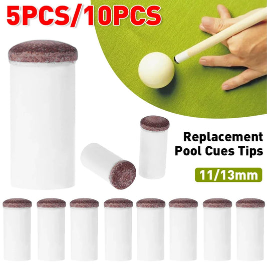 5-Pack Slip-On Pool Cue Ferrules 11mm & 13mm (0.43 in / 0.51 in) Replacement Billiard Snooker Cue Tips