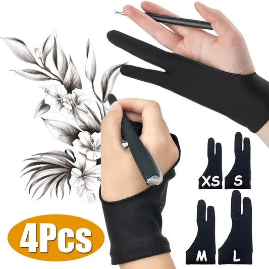 Two-Finger Drawing Glove — Anti-Smudge Palm Rejection Artist Glove for Graphics Tablets & iPad (1/2/4 Pack)