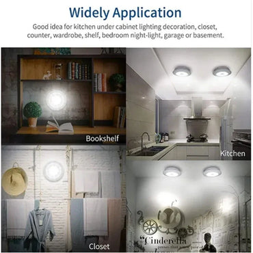 Dimmable Battery-Operated LED Under-Cabinet Light with Remote — Closet, Wardrobe & Bathroom Night Lamp