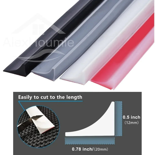 Self-Adhesive Silicone Water Stopper Strip 12 x 20 mm (0.47 x 0.79 in) for Shower, Washing Machine & Door Threshold