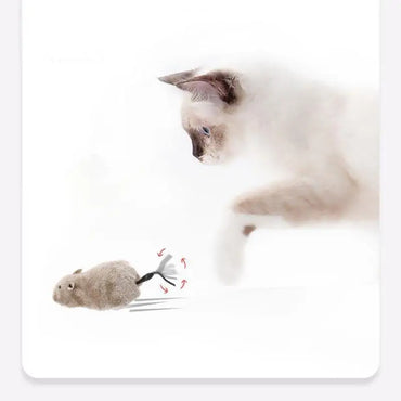 Wind-Up Lifelike Plush Running Mouse Toy for Cats & Dogs — Interactive Pet Toy with Tail (1-Pack, Assorted Colors)