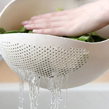 1-Piece Oval Rice Strainer Colander, Drainage Basket for Rice, Fruits & Vegetables