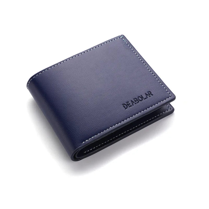 PU Leather Slim Bifold Men's Wallet - Thin Folding Credit Card Holder (Black, Brown)