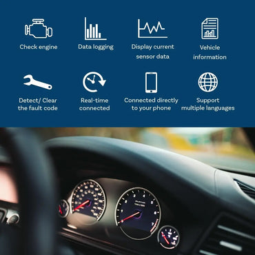 ELM327 OBD2 Bluetooth Code Reader - Car OBD-II Diagnostic Scanner & Fault Detector
