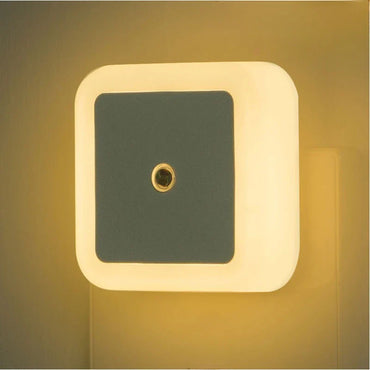 Mini LED Plug-in Night Light with Light Sensor – Square Nightlamp for Kids Bedroom Bedside Corridor (EU/US/UK, 110-240V)