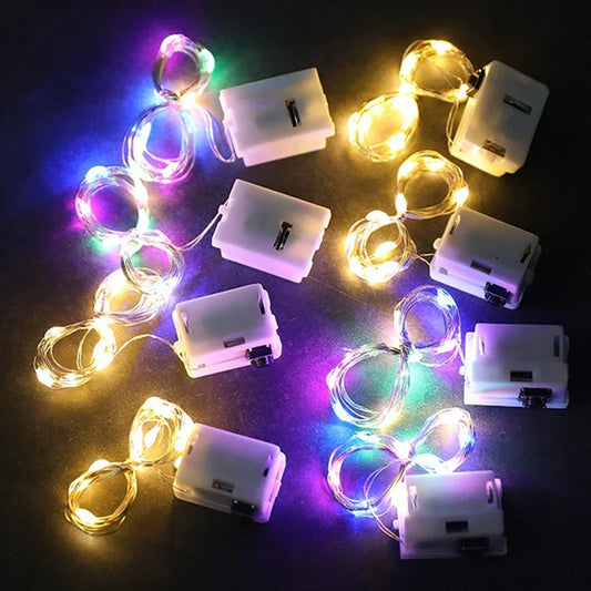 Button Battery LED Fairy String Lights - 1m (3.3 ft) 10 LED & 2m (6.6 ft) 20 LED, Warm White/White/Blue/Pink/Multicolor, Indoor Outdoor