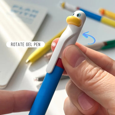 4-Pack Cute Chicken Rotating Ballpoint Pens 0.5mm Black Ink Novelty Press-Top Smooth Writing