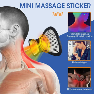 Portable EMS Neck & Body Muscle Stimulator – Low-Frequency TENS Pain Relief Massager with Gel Patches