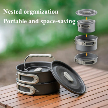 4-7 Person Camping Cookware Set - Lightweight Aluminum Pot Set for Outdoor Picnic & Backpacking