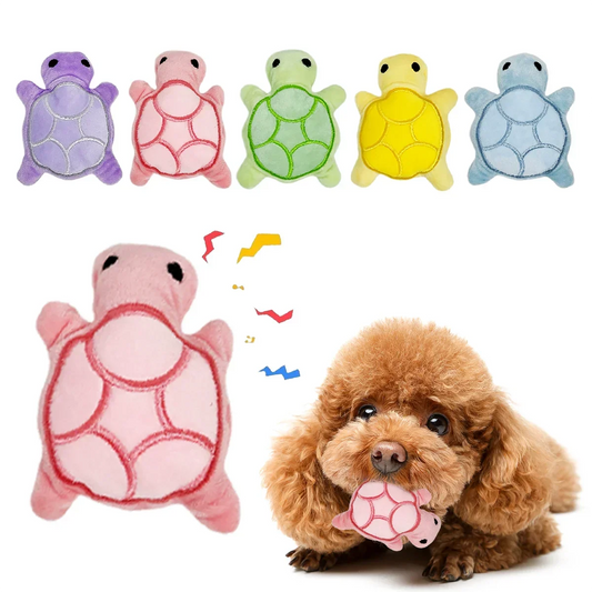Plush Turtle Dog Toy for Puppies - Teething Chew Toy, Bite-Resistant Fleece for Dental Health & Interactive Play