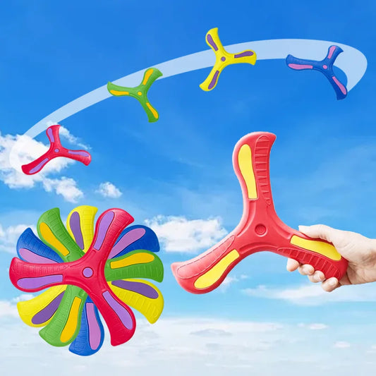 Soft Foam Boomerang Flying Disc for Kids & Adults - 9 x 9 in (23 x 23 cm) Three-Leaf Outdoor Throwing Toy, Unisex