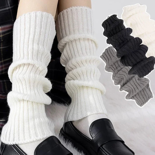 Women's Bare Heel Leg Warmers 40cm (15.7in) Knit Acrylic Boot Cuffs, Japanese Lolita Long Crochet Socks, 1 Pair