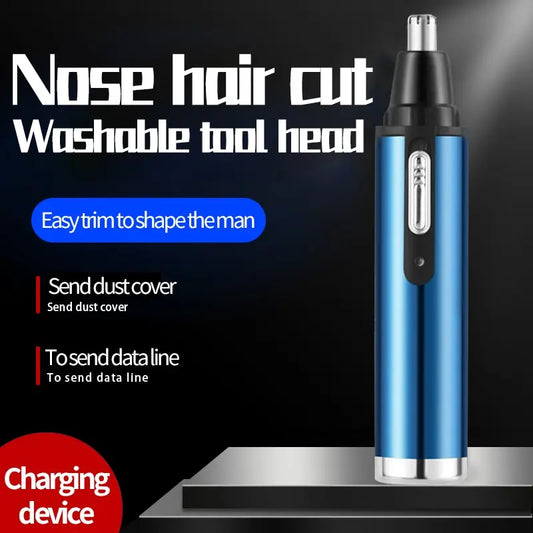 Rechargeable 2-in-1 Nose & Ear Hair Trimmer – Washable USB Electric Groomer with Stainless Steel Blade