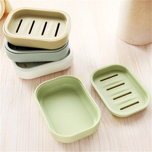 Double Layer Drain Soap Dish Portable Plastic Soap Holder for Bathroom & Travel (4.13 x 2.95 x 0.79 in / 10.5 x 7.5 x 2 cm)