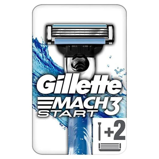 Gillette Mach3 Start Men's Razor Handle for Comfortable Shaving Experience - Aqua-Grip, DuraComfort, Compatible with Mach3 Blades