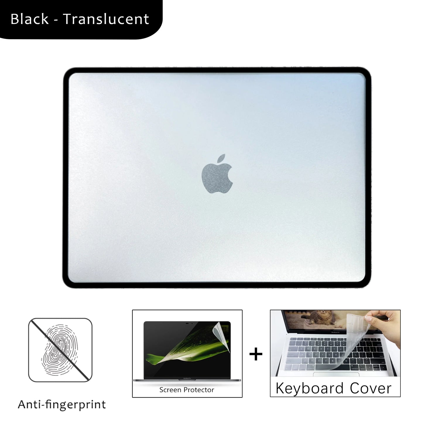 Matte Transparent PC+TPU Protective Case for MacBook Air & Pro 13/13.6/14/15.3/16-inch (33-41 cm) - Full Shell with Keyboard Cover & Vented Non-Slip Feet