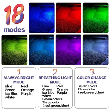 12V LED RGB Footwell Ambient Lights - Car Interior Atmosphere Lighting for Audi, VW, Skoda, Seat, Porsche