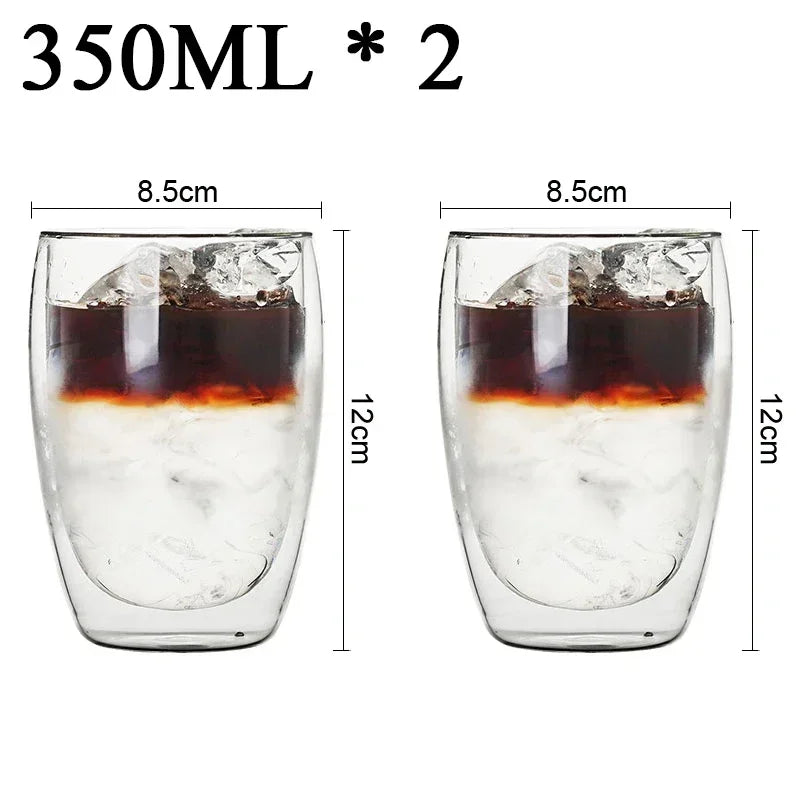 Double Wall High Borosilicate Glass Mugs - Insulated Heat-Resistant Coffee & Tea Cups (2-18 pcs Set)