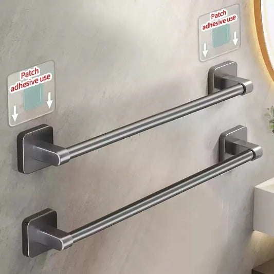 No-Drill Adhesive Towel Bar – Wall-Mount Towel Rack & Hook for Bathroom, Kitchen, Tile, Glass