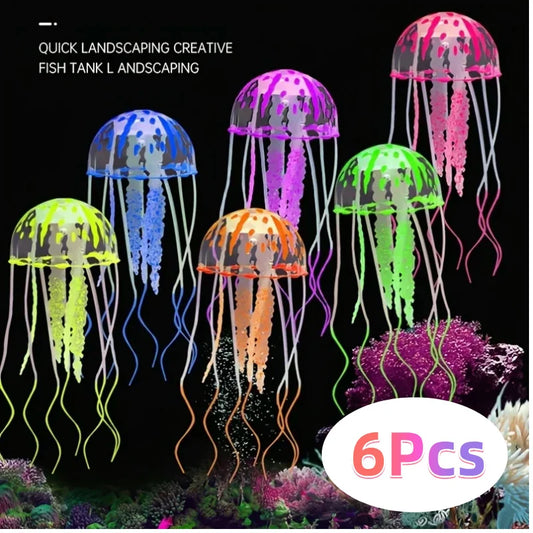 Artificial Glowing Jellyfish Aquarium Ornament Luminous Swimming Fish Tank Decoration