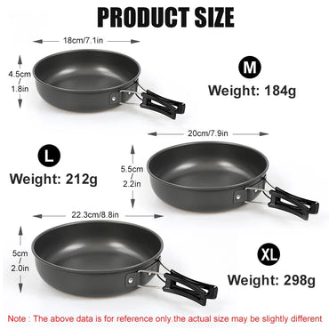 Aluminum Camping Frying Pan with Foldable Handle – Portable Outdoor Hiking Cookware & Picnic Skillet