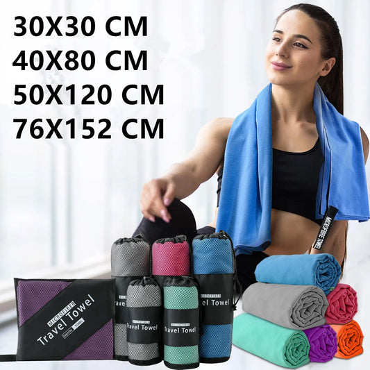 Microfiber Quick-Dry Towel Ultra-Soft Super Absorbent Travel Gym Swimming Yoga Beach Towel 4 Sizes (11.8×11.8–30×60 in / 30×30–76×152 cm)
