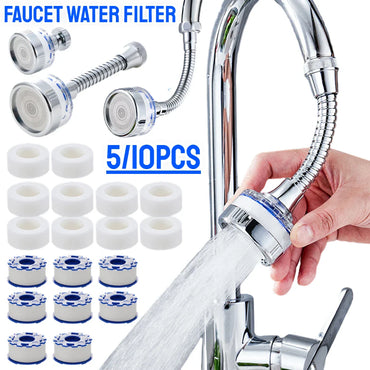 360° Rotating Faucet Water Filter Aerator - Pressurized Sink Filter and Tap Extender for Kitchen and Bathroom