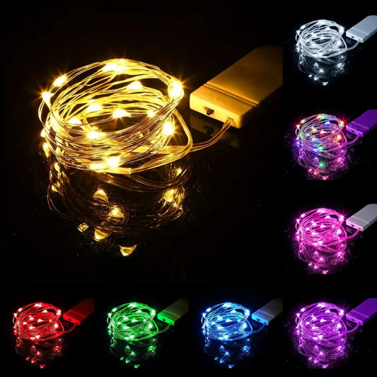 Battery Operated LED Fairy String Lights Waterproof Silver Wire 1–10m (3.3–32.8ft) 10–100 LEDs for Wedding Party Christmas