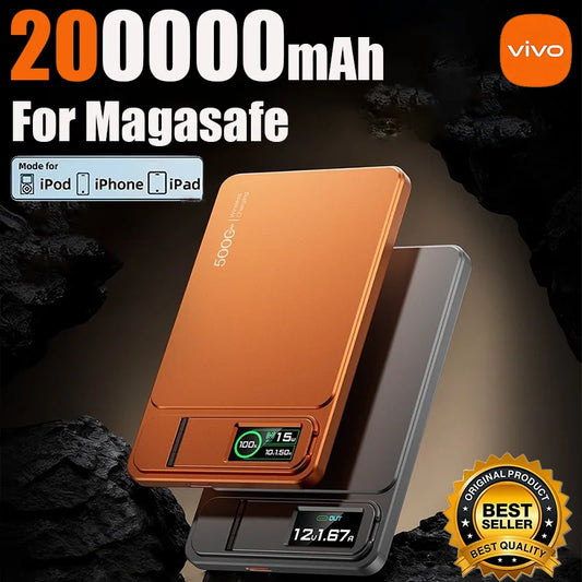 200,000mAh Slim Magnetic Power Bank — MagSafe-Compatible Wireless 20W Fast Charging Portable Battery