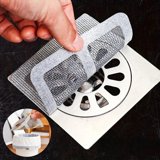 Disposable Shower Hair Catchers Mesh Drain Covers Stick-On Sink & Floor Strainers