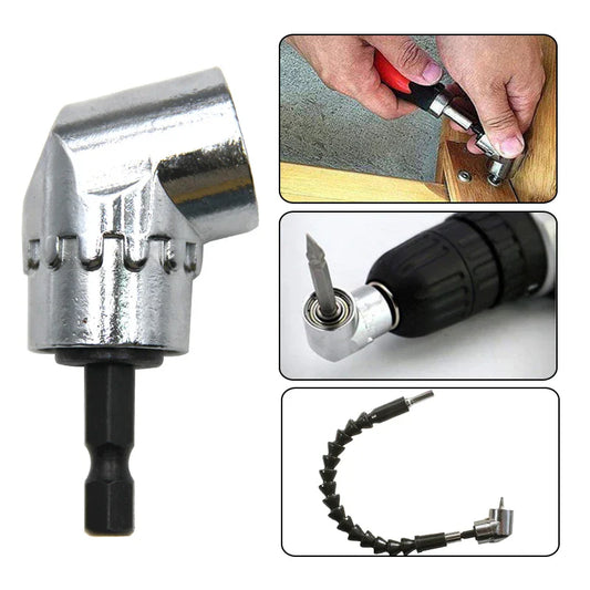 105° Right Angle Drill Attachment – 1/4 in (6.35 mm) Hex Screwdriver Adapter, 2.4 in (61 mm) Extension for Electric Drills & Wrenches