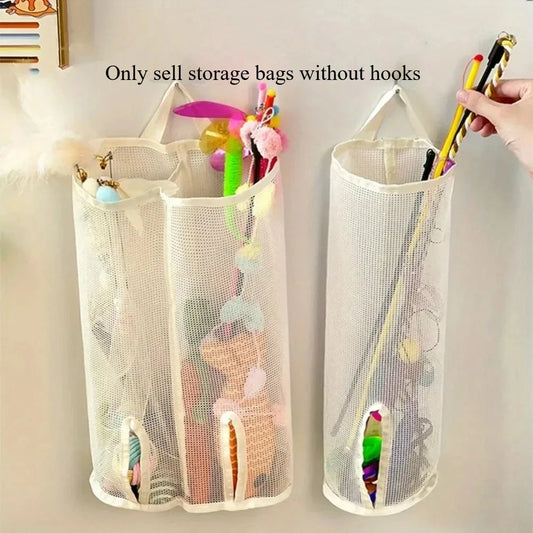 Mesh Hanging Storage Bag for Cat Toys - Wall-Mounted Pet Toy Organizer & Shelf Storage Basket (1-Pack)