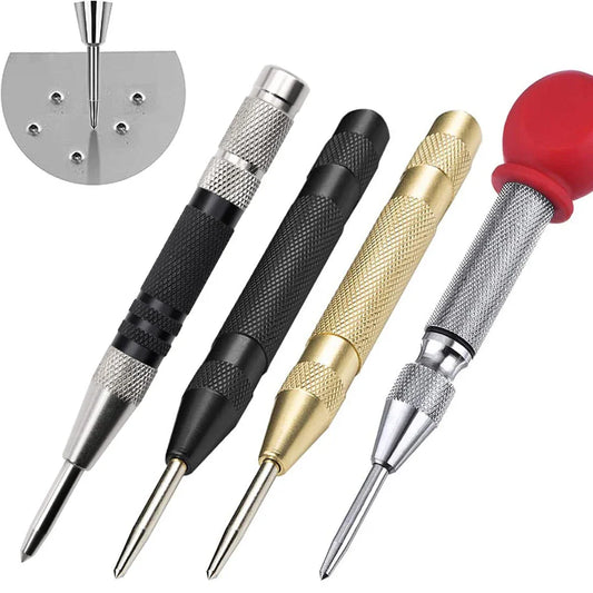 Automatic Center Punch Tool - Spring-Loaded Metal & Wood Marking Punch for Carpentry & Joinery