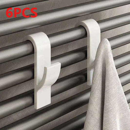 Radiator Towel Hooks for Heated Rails – 2-Pack or 6-Pack Plastic Hangers for Towels, Clothes & Scarves