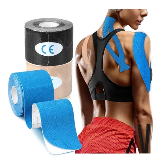 Kinesio Tape Elastic Sports Kinesiology Tape for Muscle & Knee Pain Relief - Athletic Recovery 2.5/5/7.5/10 cm (1/2/3/4 in)