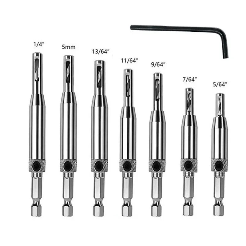 HSS Self-Centering Hinge Drill Bit for Door & Cabinet 1pc 5/64–1/4 in (2.0–6.3 mm) Wood Reaming & Countersink Tool