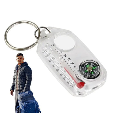 Mini Compass Keychain with Thermometer for Camping, Hiking, Climbing - Portable Outdoor Survival Tool