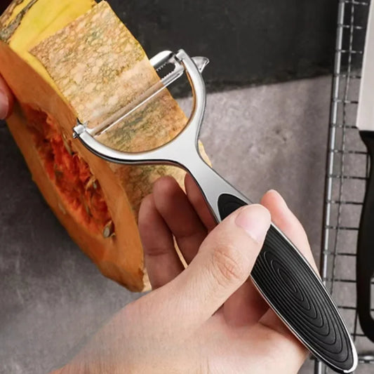 Stainless Steel Multi-Purpose Vegetable Peeler & Grater - Serrated & Flat Blades for Potatoes, Melons, Fruits