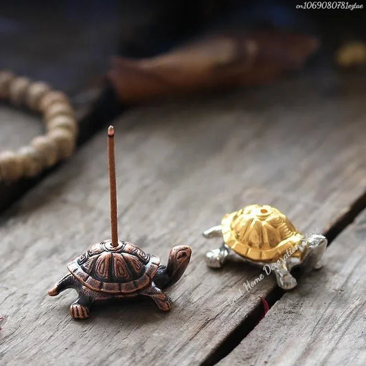 Mini Turtle Incense Holder Vintage Bronze Sandalwood Stick Burner Animal Incense Censer Home Decor Gift