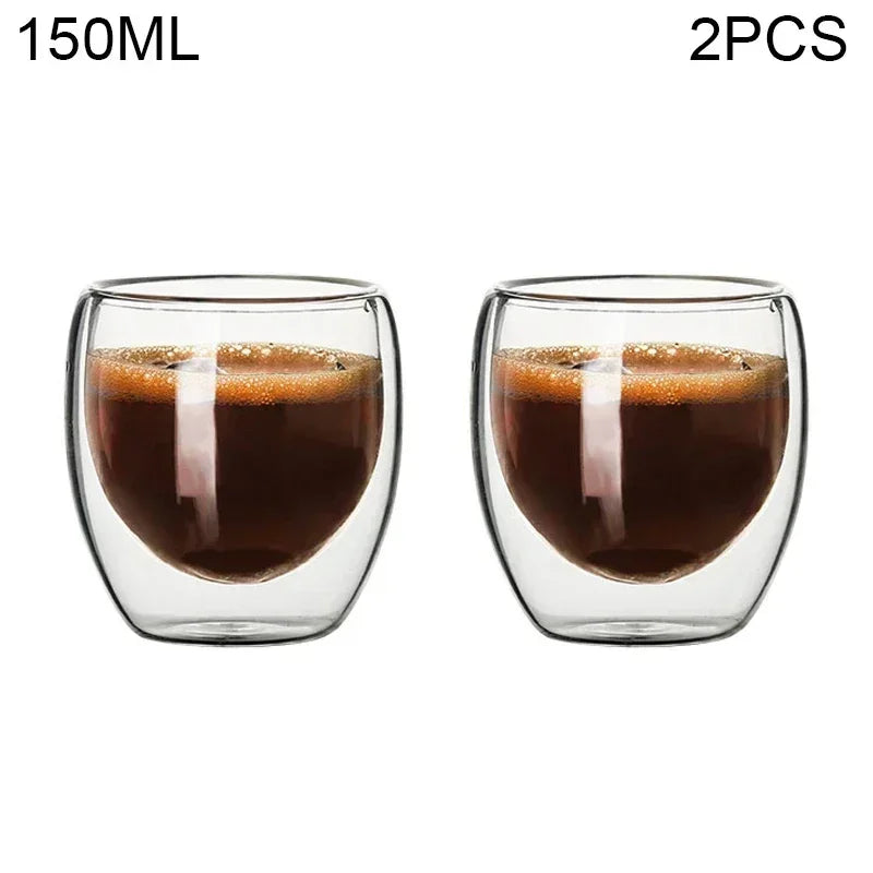 Double Wall Borosilicate Glass Tea Cups 80ml & 150ml, 2–18 Pc Clear Kung Fu Coffee & Milk Mugs