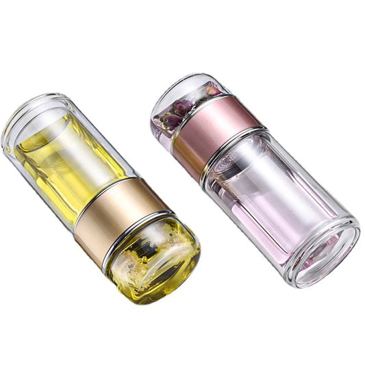 420ML Glass Tea Cup with Double-Layer Infuser – Easy-to-Clean Water Cup for Office, Outdoor & Travel
