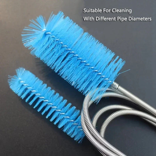 Aquarium Tube Cleaning Brush - Flexible Double-Ended Fish Tank Pipe Cleaner, Stainless Steel Handle with Nylon Bristles, Lengths 12/24/35/61/79 in (30/60/90/155/200 cm)
