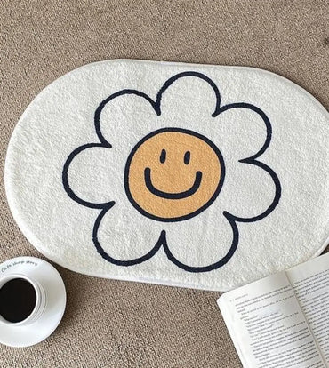 VIKAMA Floral Faux Cashmere Carpet, Living Room Entrance Foyer Door Mat, Bedroom Decoration, Home Bathroom Floor Mat