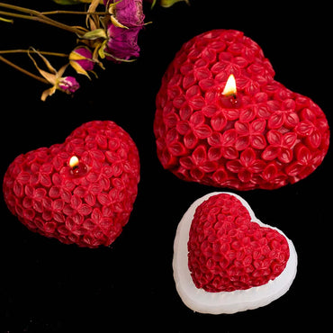 3D Love Flower Silicone Mold – Heart Candle, Soap, Resin & Chocolate DIY Kit for Valentine's Day