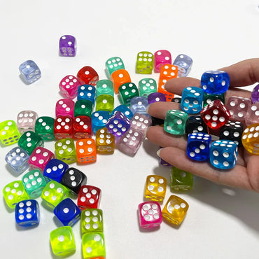 9-Piece Vibrant Color Dice Set with Portable Clear Storage Case, Assorted Colors for Math Games and Tabletop Gaming