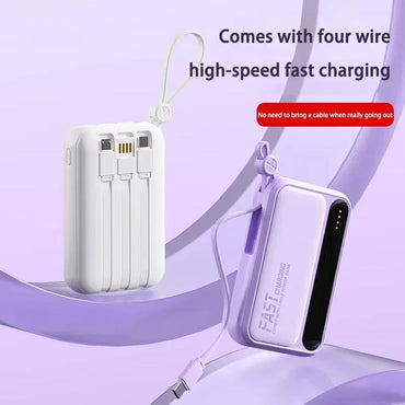 4-in-1 Portable Power Bank with Built-In Cables & LED Digital Display — 10,000/30,000/50,000mAh, 120W Fast Charge