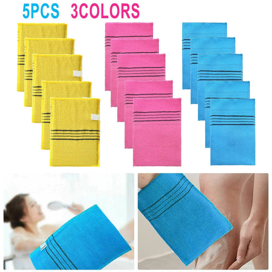 5-Pack Exfoliating Bath Washcloths — Soft Polyester-Cotton Body Scrub Cloths for Shower & Spa
