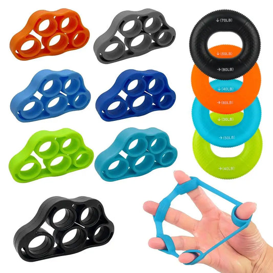 5-Finger Silicone Finger Strengthener Ring – Hand Grip & Finger Exerciser for Rehab, Guitar Practice, Stress Relief